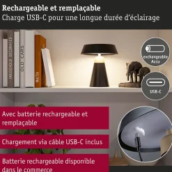 Luminaire rechargeable Lirox IP44 White Switch Noir Champagne