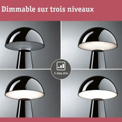 Luminaire rechargeable 3-Step-Dim Onzo IP44 gradable 2700K Noir