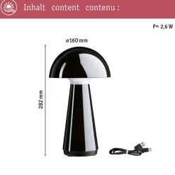 Luminaire rechargeable 3-Step-Dim Onzo IP44 gradable 2700K Noir