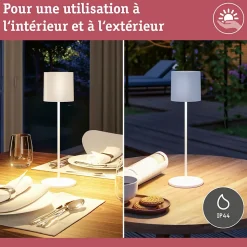 Luminaire rechargeable Tuni IP44 gradable 2700K Blanc dépoli