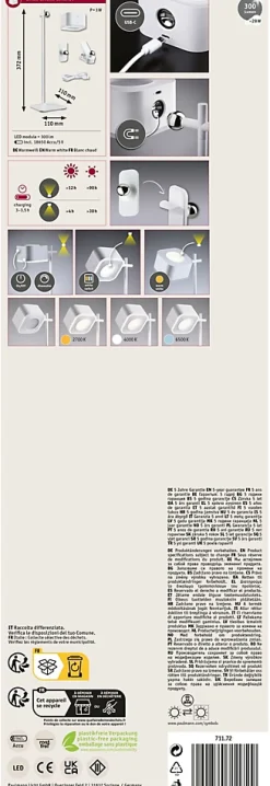 Luminaires à poser mobiles Varia White Switch 160lm / 40lm 1,6W / 0,4W Blanc