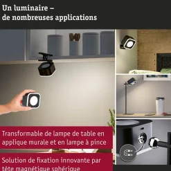 Luminaires à poser mobiles Varia White Switch 160lm / 40lm 1,6W / 0,4W Noir