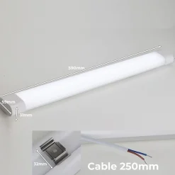 Luminaria linéaire LED 18W 60cm 6000K Blanc froid design compact écran blanc et ouverture de lumière à 180
