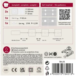 LumiTiles Carrelage LED Square Kit de 2 IP44 100x100mm 2x20lm 230/12V 2x0,8W 2700K Blanc Matière plastique Aluminium
