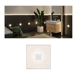 LumiTiles Carrelage LED Square Tuile individuel IP44 100x100mm 20lm 12V 0,8W 2700K Blanc Matière plastique Aluminium