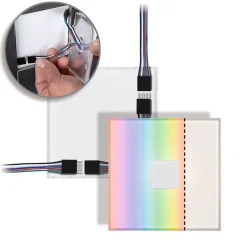 LumiTiles Carrelage LED Square Tuile individuel IP44 100x100mm 12lm 12V 0,8W gradable RGBW+ Blanc Matière plastique Aluminium