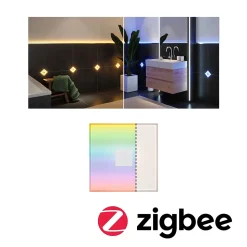 LumiTiles Carrelage LED Square Tuile individuel IP44 100x100mm 12lm 12V 0,8W gradable RGBW+ Blanc Matière plastique Aluminium