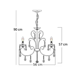 Lustre - Lustre cristal argent - Pavia