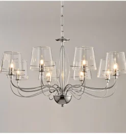 Lustre baroque design 8 bras verre transparent - Matane