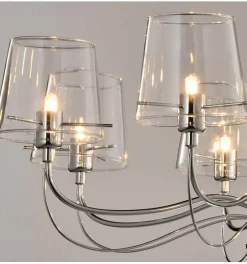 Lustre baroque design 8 bras verre transparent - Matane