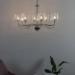 Lustre baroque design 8 bras verre transparent - Matane