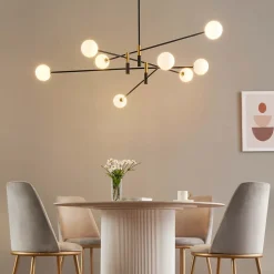 Lustre bras entremêlés noirs verre blanc - Rodia