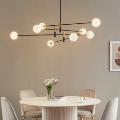 Lustre bras entremêlés noirs verre blanc - Rodia