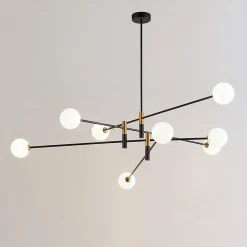 Lustre bras entremêlés noirs verre blanc - Rodia