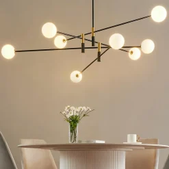 Lustre bras entremêlés noirs verre blanc - Rodia