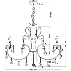 Lustre cristal or rose baroque 8 bras - Pavia