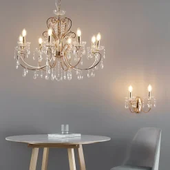 Lustre cristal or rose baroque 8 bras - Pavia