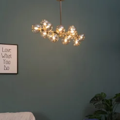 Lustre design doré chaleureux à 14 sphères - Osanna