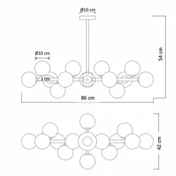 Lustre design doré chaleureux à 14 sphères - Osanna