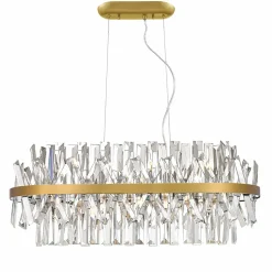 Lustre doré en cristal pampilles transparentes - Ariella