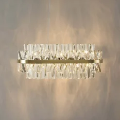 Lustre doré en cristal pampilles transparentes - Ariella