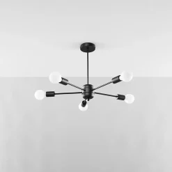 Lustre en acier 5 ampoules 3000K - 66x66x46cm Sollux