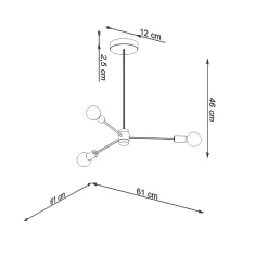 Lustre en acier 3 ampoules 4000K - 61x61x46cm Sollux
