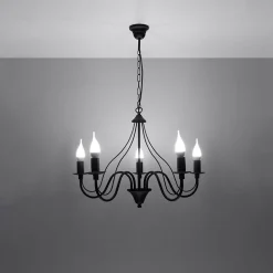 Lustre en acier 5 ampoules 4000K - 60x60x80cm Sollux