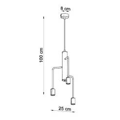 Lustre en acier 3 ampoules 3000K - 25x25x100cm Sollux