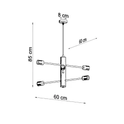 Lustre en acier 6 lampes 60x60x85cm Sollux