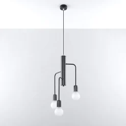 Lustre en acier 3 lampes 25x25x100cm Sollux