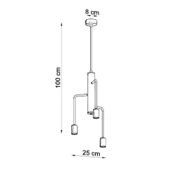 Lustre en acier 3 lampes 25x25x100cm Sollux