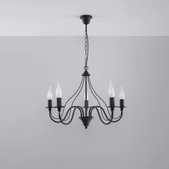 Lustre en acier 5 lampes 60x60x80cm Sollux