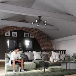 Lustre en acier 3 lampes 48x48x28.5cm Sollux