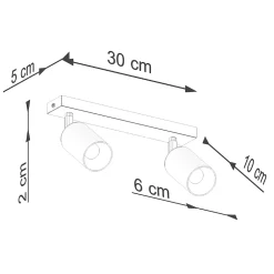 Lustre en acier 2 lampes 30x6x18.5cm Sollux