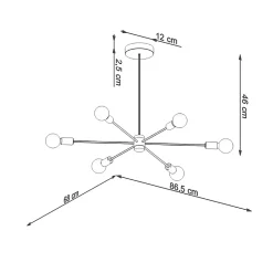 Lustre en acier 6 lampes 86.5x68x46cm Sollux