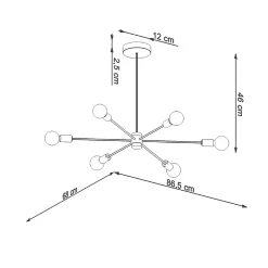 Lustre en acier 6 lampes 86.5x68x46cm Sollux