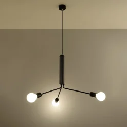 Lustre en acier 3 lampes 75x75x100cm Sollux