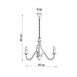 Lustre en acier 3 lampes 60x60x80cm Sollux