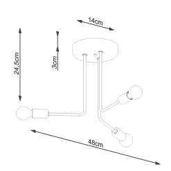 Lustre en acier 3 lampes 48x48x24.5cm Sollux