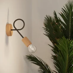 Lustre en acier/bois 5 ampoules 4000K - 15x61x26cm Sollux