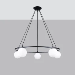 Lustre en acier/verre 5 ampoules 3000K - 80x80x98cm Sollux