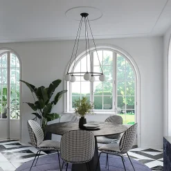 Lustre en acier/verre 5 ampoules 3000K - 80x80x98cm Sollux