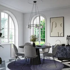 Lustre en acier/verre 5 ampoules 3000K - 80x80x98cm Sollux