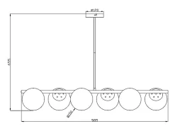 Lustre en métal - 6 globes en verre fumé - L. 98 cm - Noir - YUKON