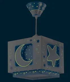 Lustre et lampe suspension enfant Moonlight lune et étoiles bleu
