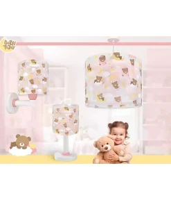 Lustre et lampe suspension pour enfants Baby Teddy Rose Ours