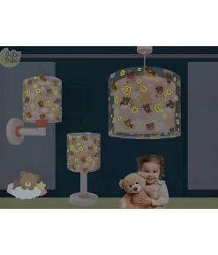 Lustre et lampe suspension pour enfants Baby Teddy Rose Ours