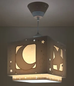 Lustre et lampe suspension enfant Moonlight lune et étoiles beige