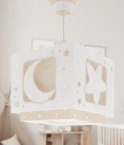 Lustre et lampe suspension enfant Moonlight lune et étoiles beige